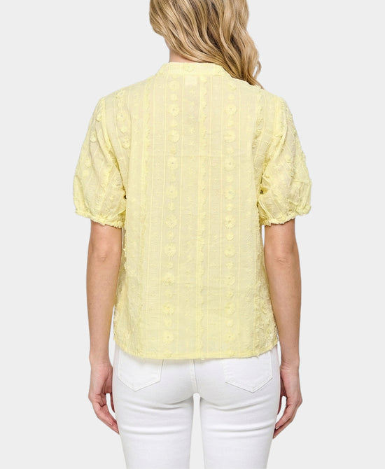 
Embroidered Top w/ Puff Sleeves in YELLOW view 2