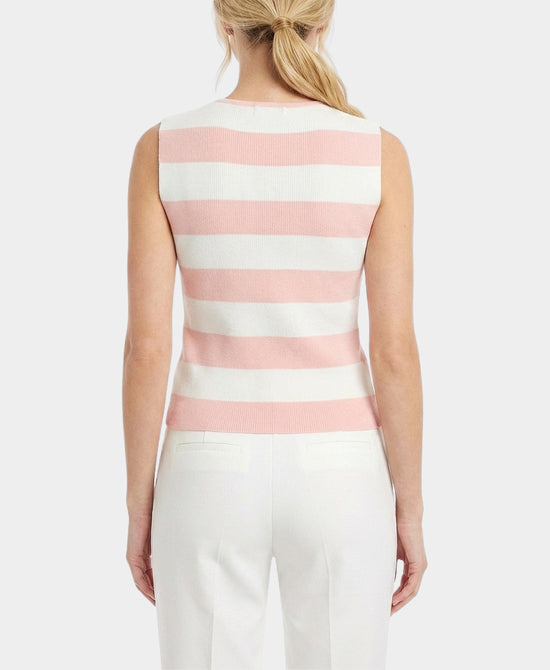 
Stripe Top w/ Gold Buttons in WHITE/PINK view 2