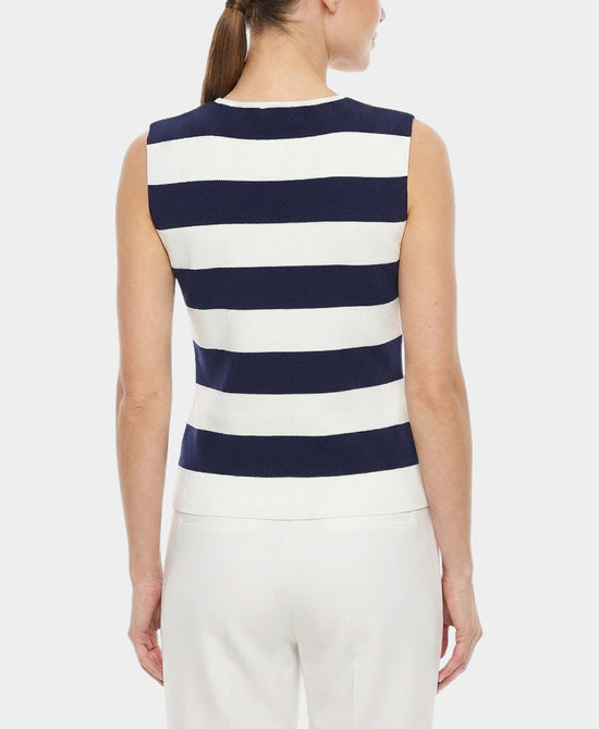 
Stripe Top w/ Gold Buttons in WHITE/NAVY view 2