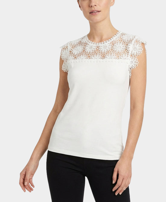 
Top w/ Crochet Lace Trim in WHITE view 1