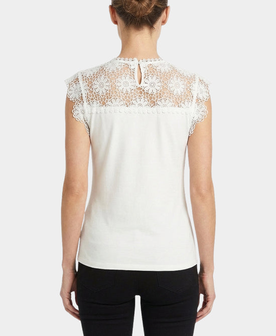 
Top w/ Crochet Lace Trim in WHITE view 2
