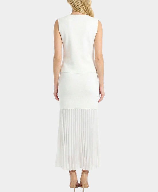 
Top w/ Gold Hardware Buttons & Skirt - 2 Pc Set in WHITE view 2