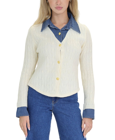 Denim & Knit Top image 2