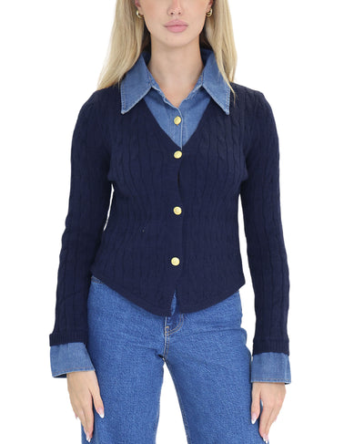 Denim & Knit Top image 3