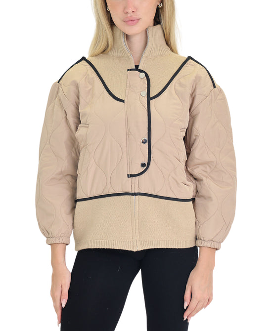 Colorblock Jacket w/ Knit Trim view 