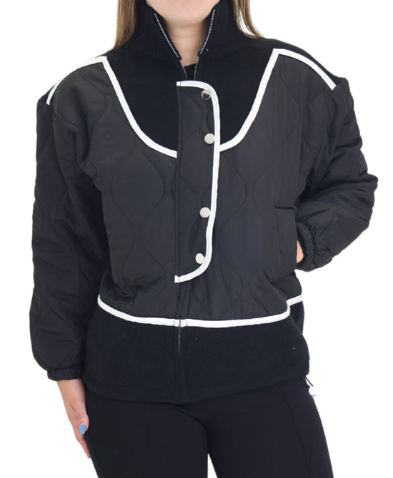 Colorblock Jacket w/ Knit Trim view 