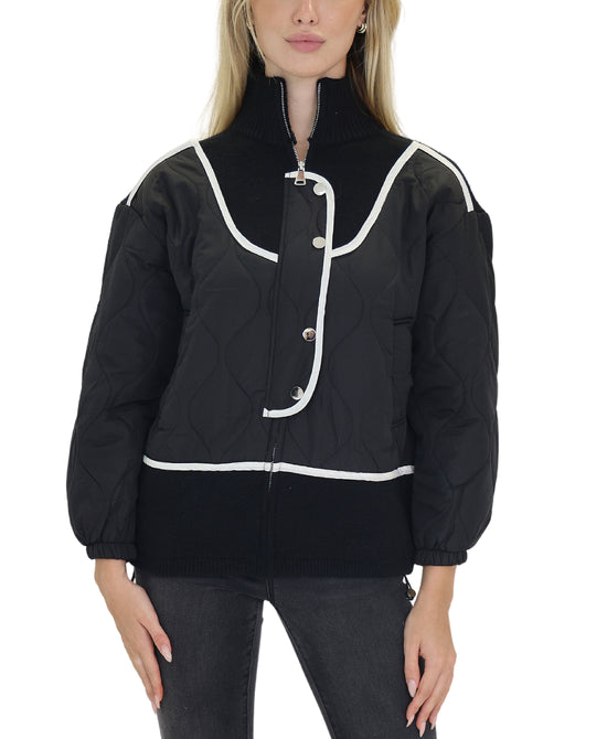 Colorblock Jacket w/ Knit Trim view 