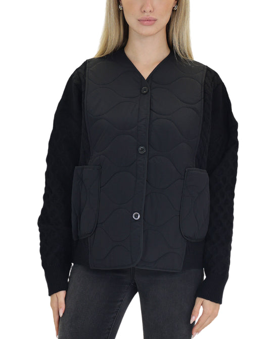 Quilted Jacket w/ Knit Sleeves view 