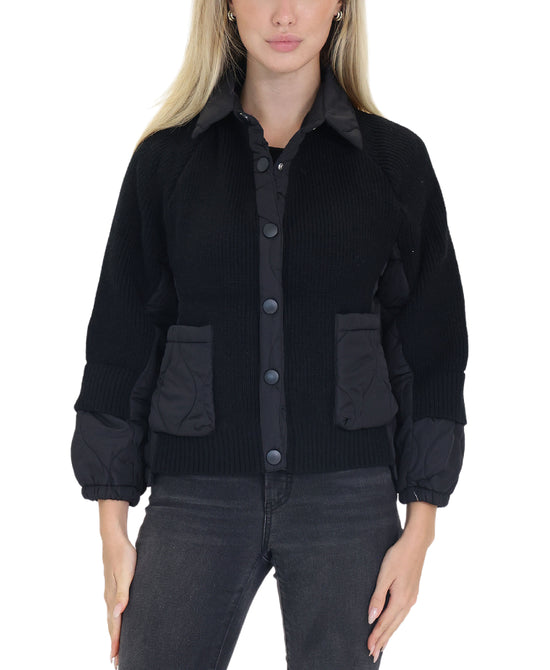 Quilted Jacket w/ Knit Trim view 