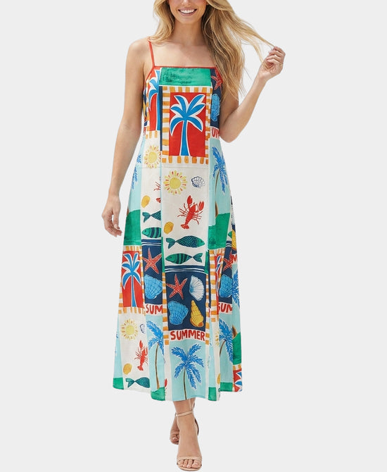 
"Summer" Print Maxi Dress in MULTI view 1