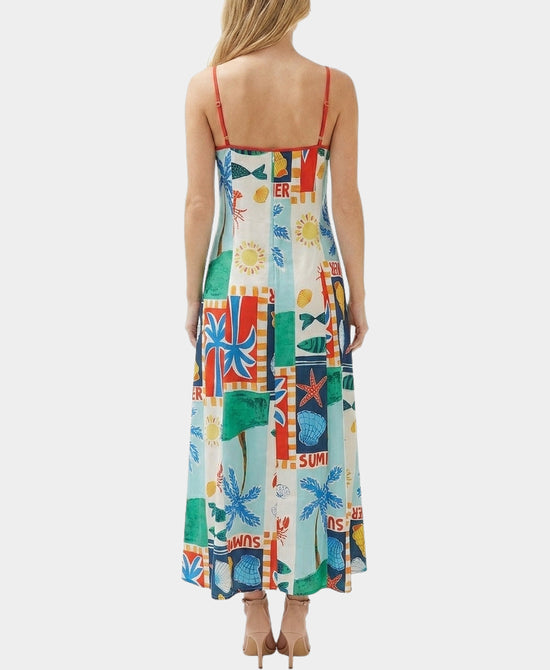 
"Summer" Print Maxi Dress in MULTI view 2
