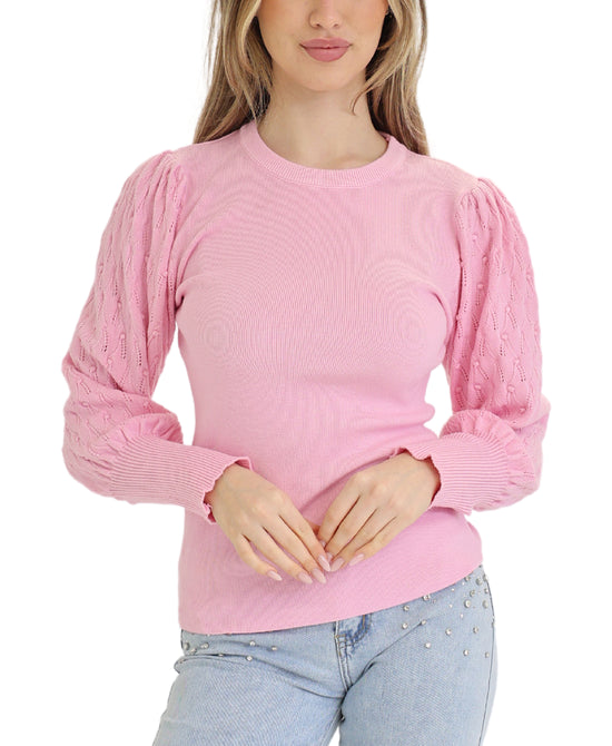 Sweater w/ Pointelle Sleeves view 