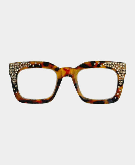 
Genuine Crystal Oversized Square Readers in TORTOISE view 2
