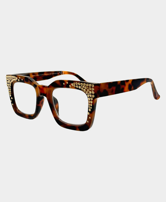 
Genuine Crystal Oversized Square Readers in TORTOISE view 1