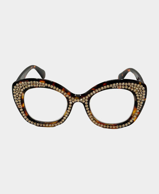 
Genuine Crystal Oversized Cat Eye Readers in TORTOISE view 2