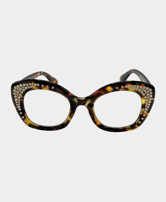 
Genuine Crystal Oversized Cat Eye Readers in TORTOISE view 2