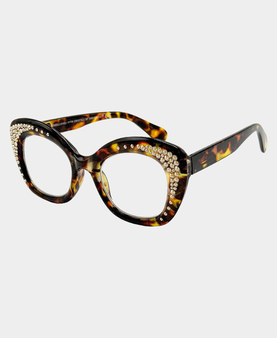 
Genuine Crystal Oversized Cat Eye Readers in TORTOISE view 1
