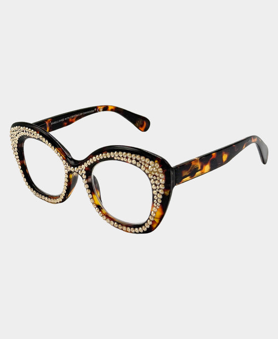 
Genuine Crystal Oversized Cat Eye Readers in TORTOISE view 1