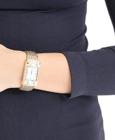 Rectangle Cuff Watch w/ Genuine Crystals image 1