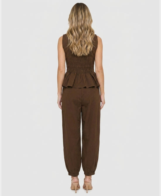 
Smocked Top & Pants Set- 2 Pc Set in BROWN view 2
