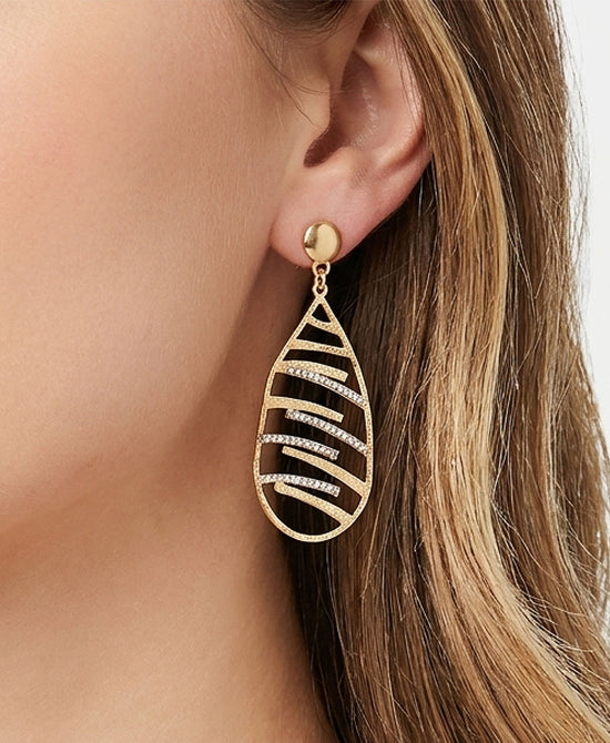 
Teardrop Statement Earrings w/ Beads in GOLD view 1