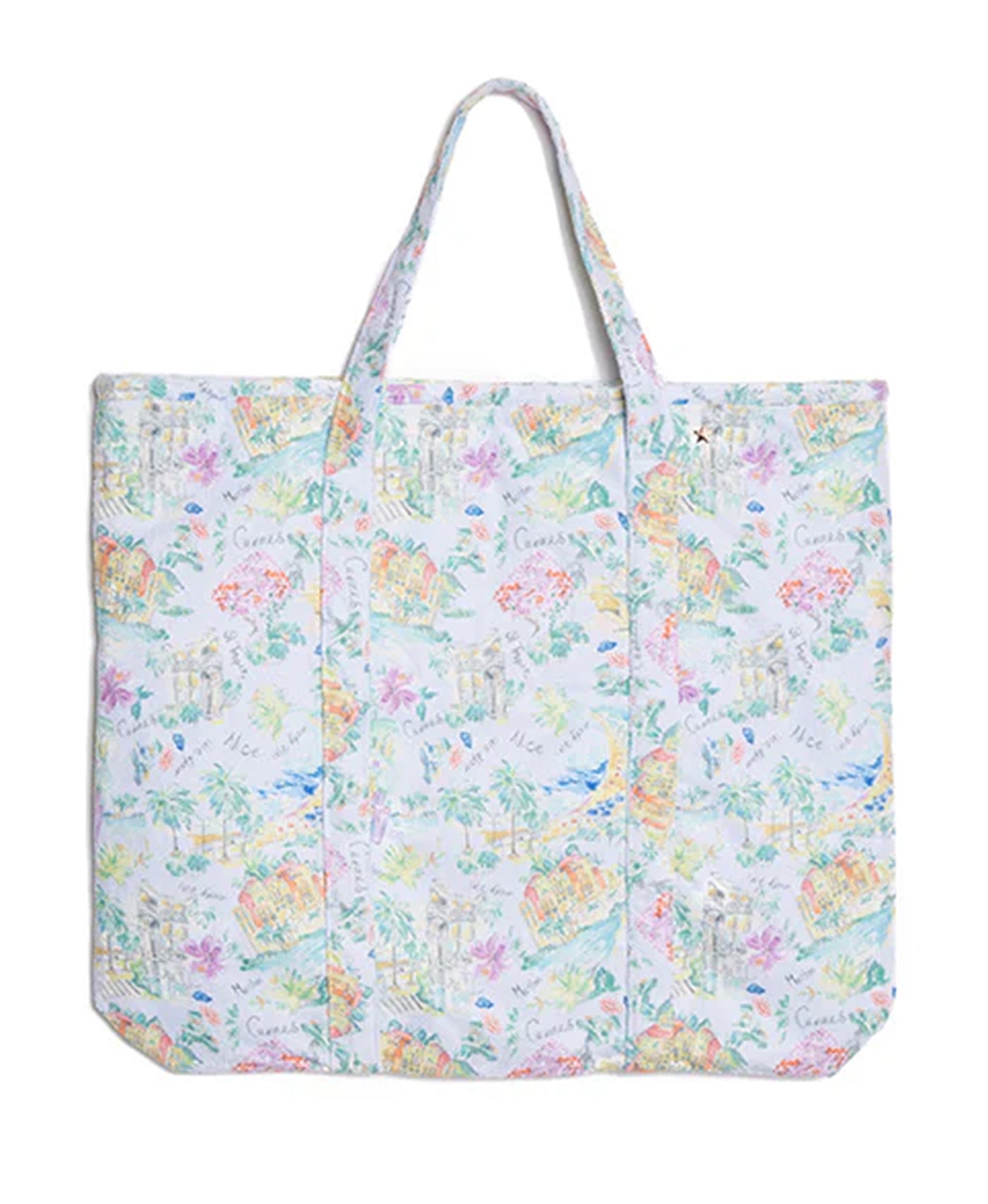 Oversized Terry Cloth Printed Tote Bag view 1