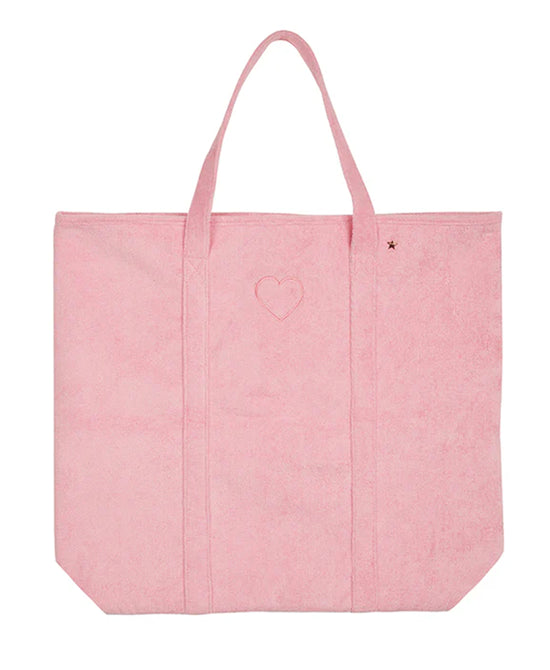 Oversized Terry Cloth Tote Bag w/ Heart view 