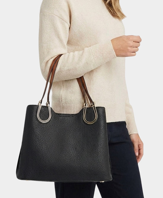 
Faux Leather Handbag in BLACK view 2