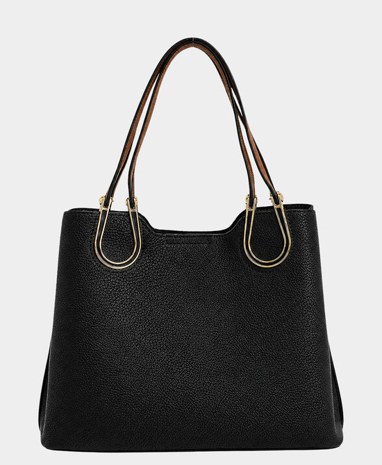 
Faux Leather Handbag in BLACK view 1