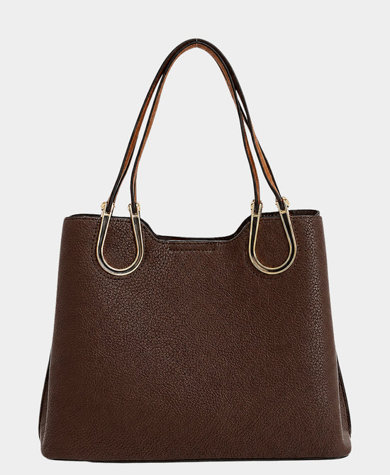 
Faux Leather Handbag in COFFEE view 1
