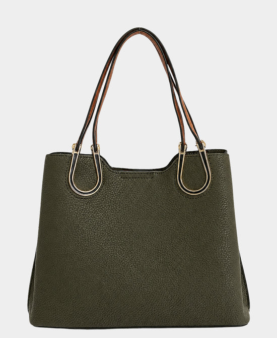 
Faux Leather Handbag in DARK GREEN view 1