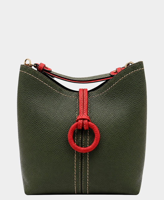 
2in1 Faux Leather Hobo Handbag in DARK GREEN/RED view 1