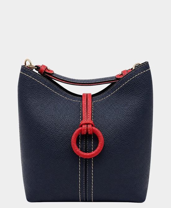 
2in1 Faux Leather Hobo Handbag in NAVY/RED view 1
