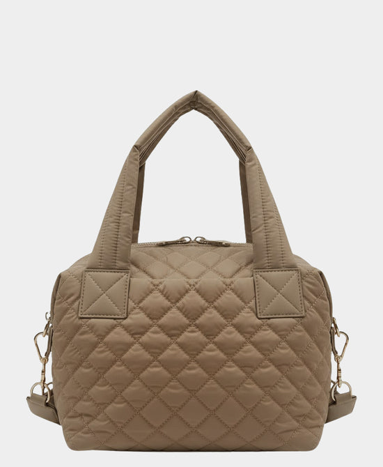 
Quilted Puffer Tote Bag in BROWN view 1