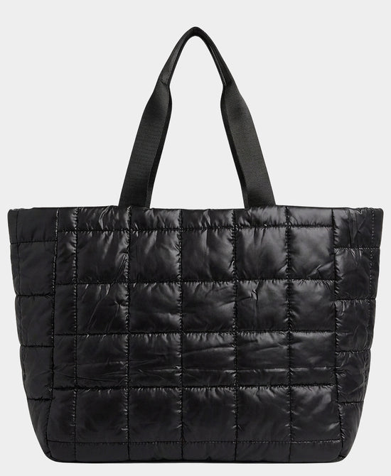 
Nylon Quilted Puffer Tote Bag in BLACK view 2