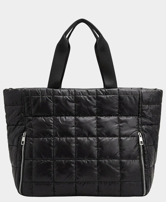 
Nylon Quilted Puffer Tote Bag in BLACK view 1