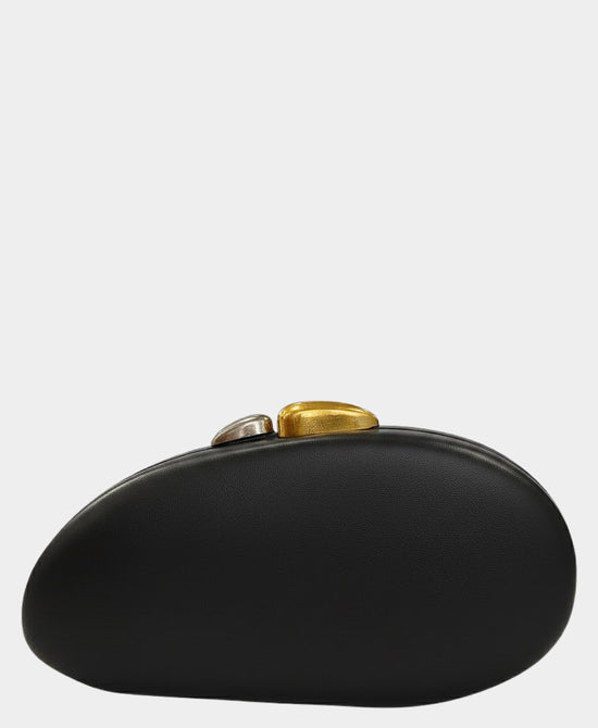 
Mixed Metal Oval Clutch Bag in BLACK view 2