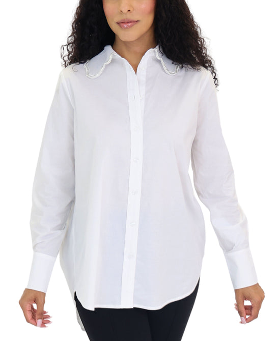 Hi-Lo Top w/ Pearl & Rhinestone Collar view 