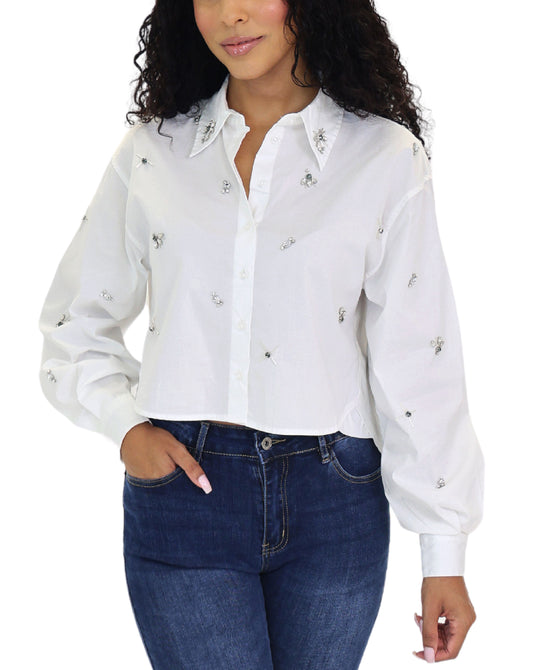 Hi-Lo Embellished Top view 