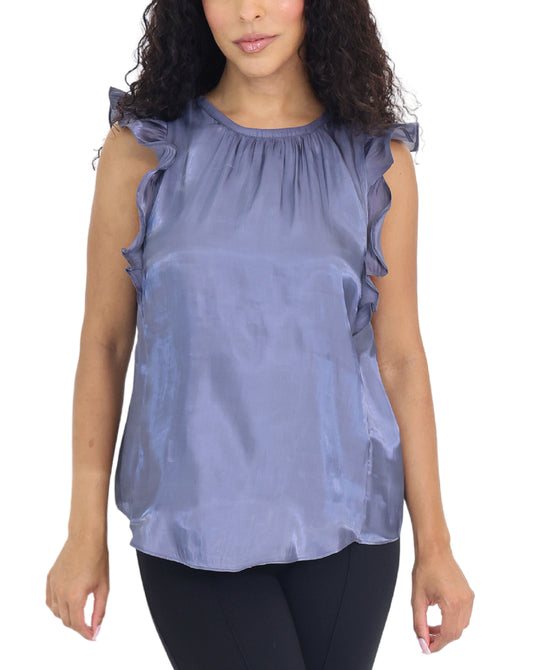Satin Top w/ Ruffle Detail view 