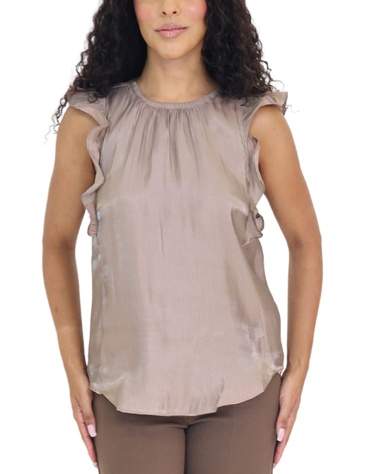 Satin Top w/ Ruffle Detail view 