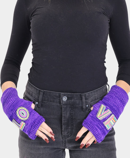 Knit "LOVE" Hat & Fingerless Gloves- 2pc Set view 