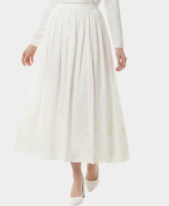 Midi Skirt w/ Eyelet Trim view 1