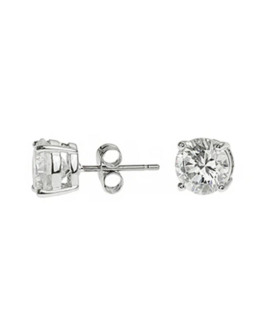 Sterling Silver Round Stud Earrings view 