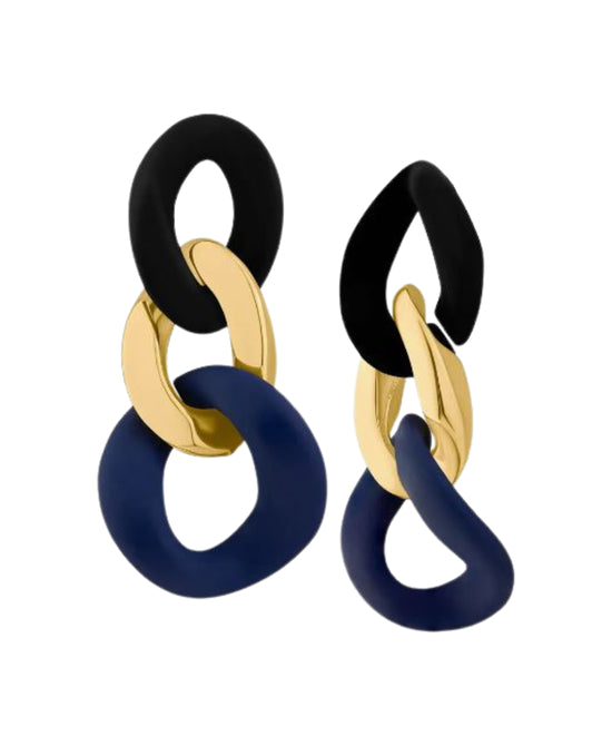 Three Tone Link Earrings view 1