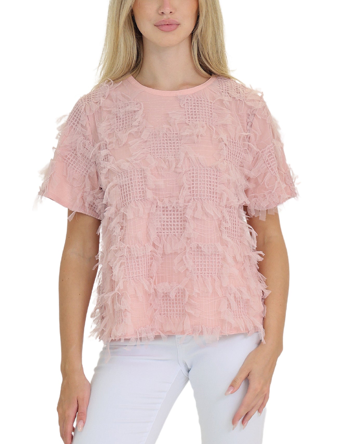 Blouse w/ Mesh Fringe Detail view 1