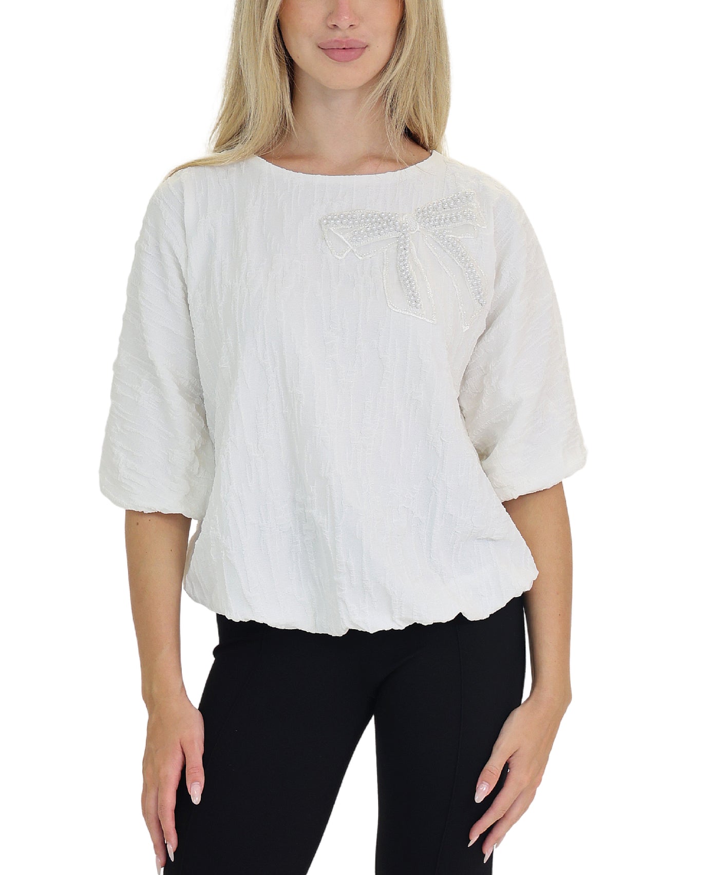 Bubble Bottom Blouse w/ Bow view 1