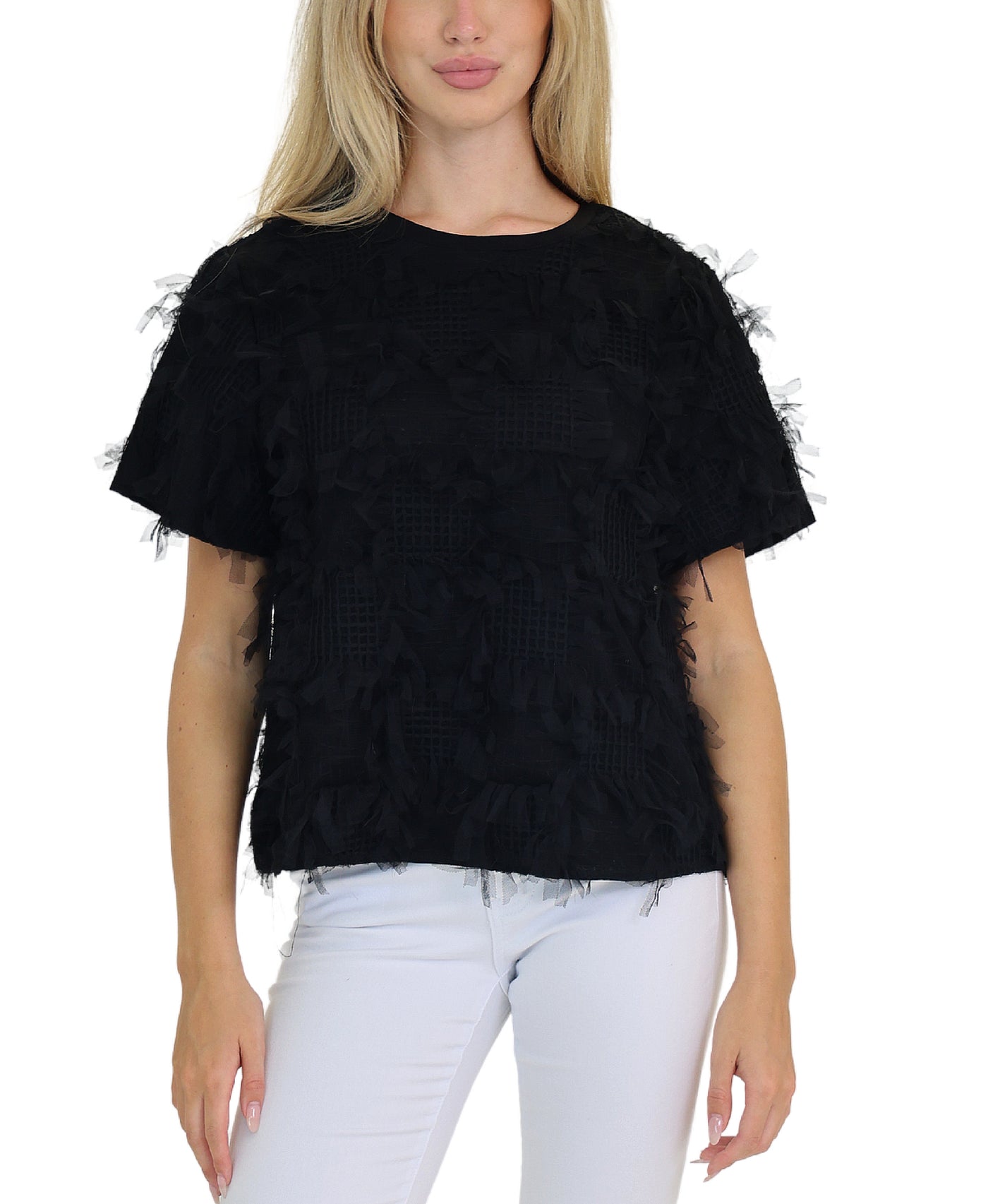 Blouse w/ Mesh Fringe Detail view 1