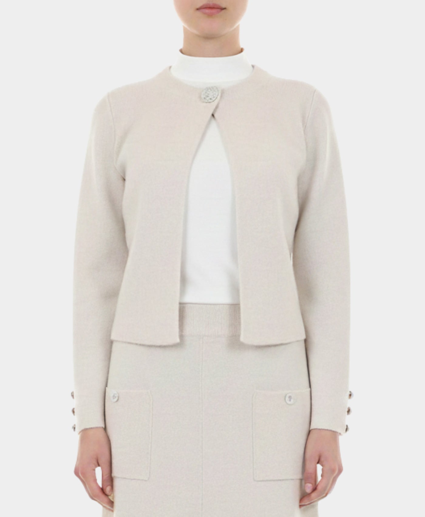 Soft Feel Cardigan Sweater w/ Pearl Buttons view 3