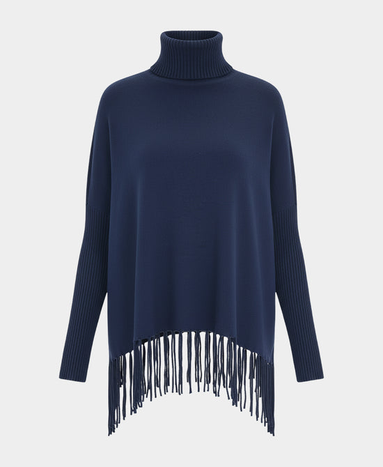 Soft Feel Turtleneck Sweater w/ Fringe Trim view 